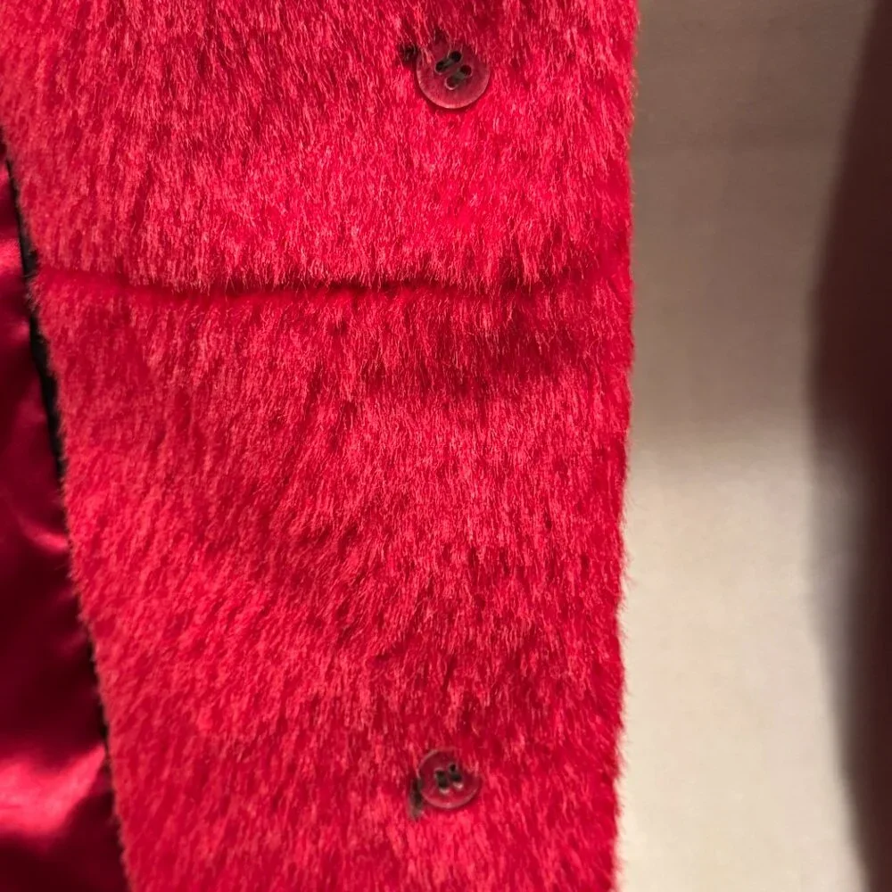 Coldwater Creek Red Faux Fur Car Coat - Picture 8 of 13
